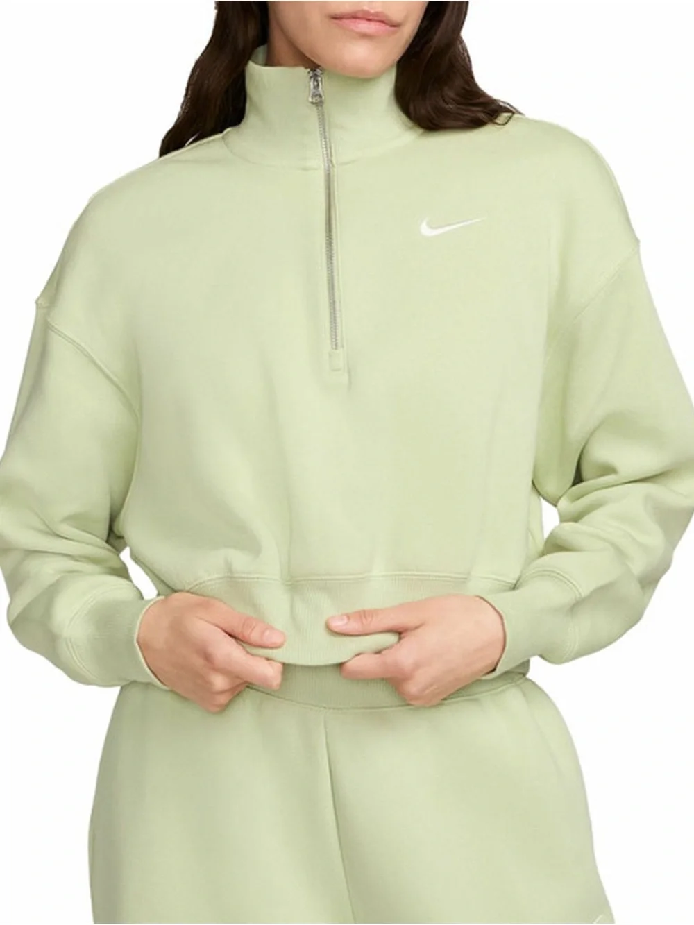 Nike Phoenix Fleece Women's Green Cropped Half-Zip Sweatshirt